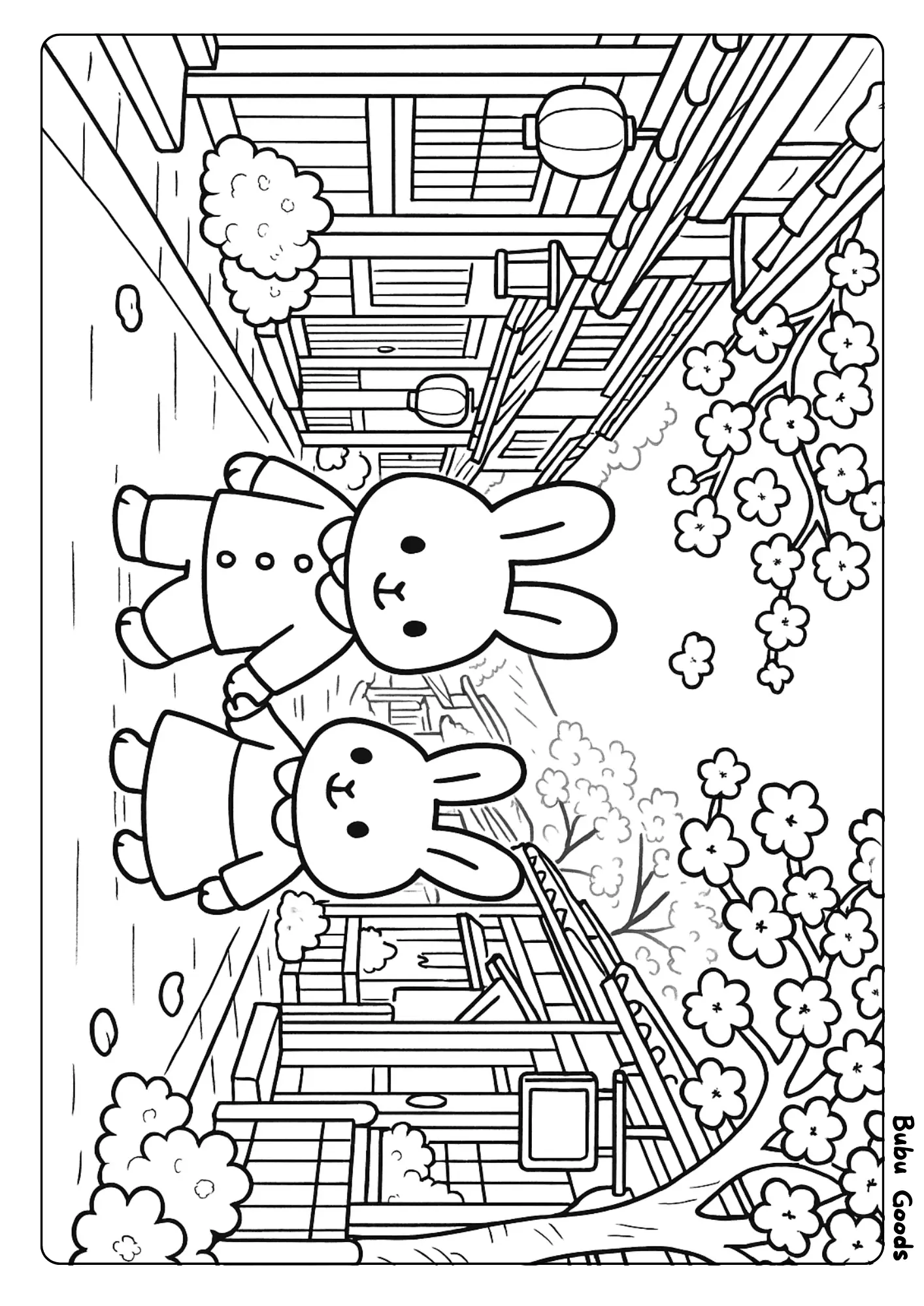 desenho-infantil-coelho-em-parque-japonês